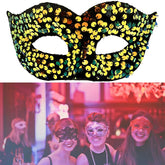 Nessiworld Gold Color Elastic Back Sequined Prom After Party Mask